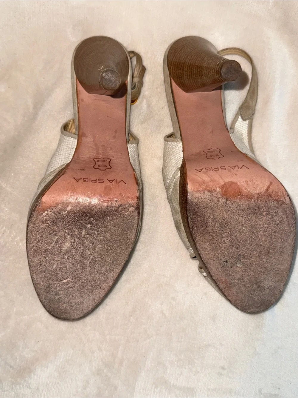 Via Spiga Beige Suede Slingback Heels, Size 9